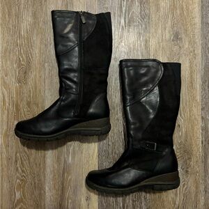 ANOUK BLONDO Women’s Boots, Waterproof Winter Boots, Black Leather, 7.5W